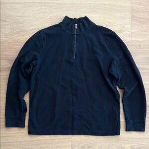 Boss Men's Navy Quarter-Zip Mock Neck Sweater